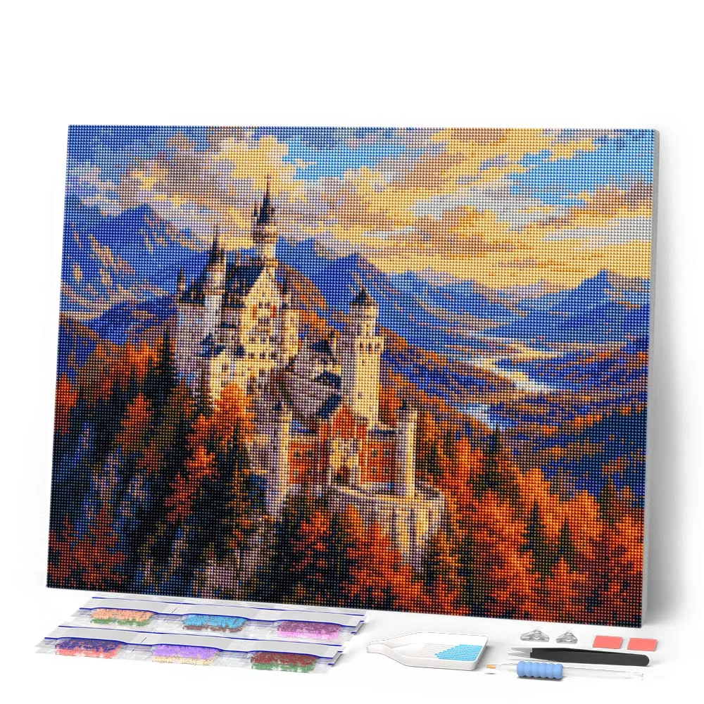 Figured'Art Neuschwanstein Herfst Diamond Painting Full Drill