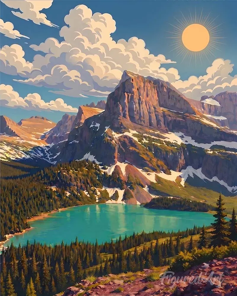 Figured'Art Glacier Montana diamond painting 40x50 cm landschap