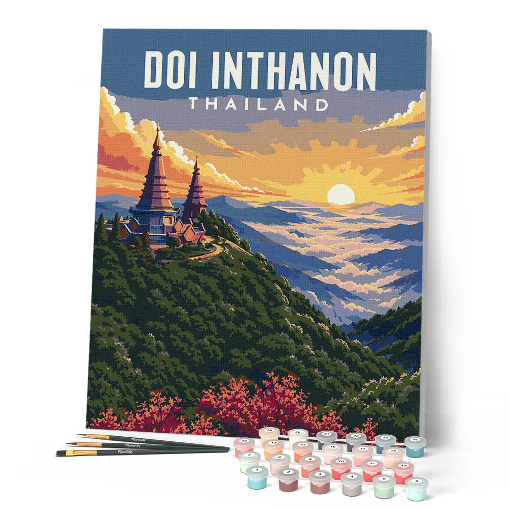 Figured'Art Reisposter Doi Inthanon schilderij op nummer 40x50cm bergen