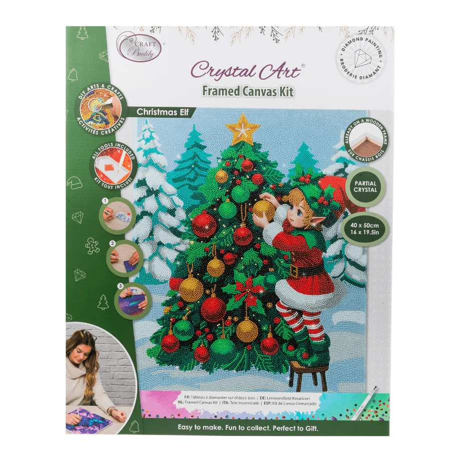 Craft Buddy Crystal Art Christmas Elf canvas 40x50 cm