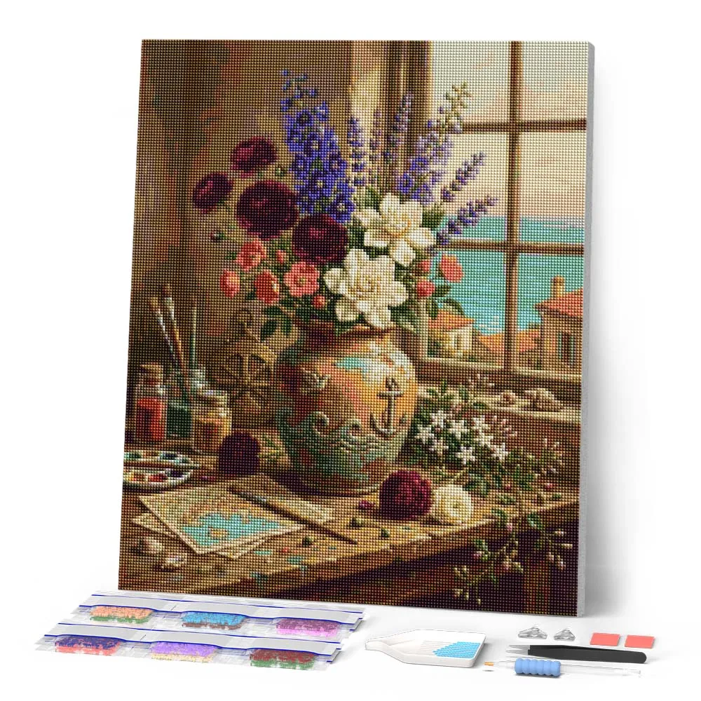 Figured'Art Mediterrane bloemenharmonie diamond painting 40x50cm full drill
