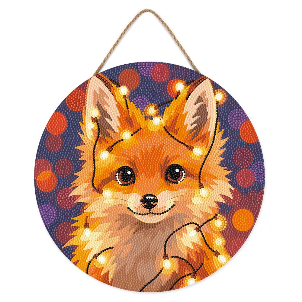 Figured'Art Kleine Vos met Lichtbollen diamond painting 30 cm