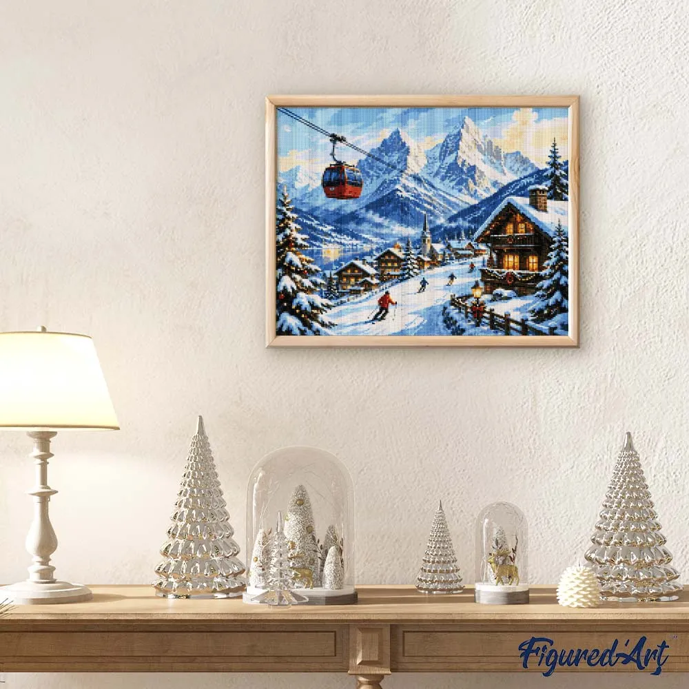 Figured'Art Kerstuitje in de Alpen diamond painting 40x50cm winter