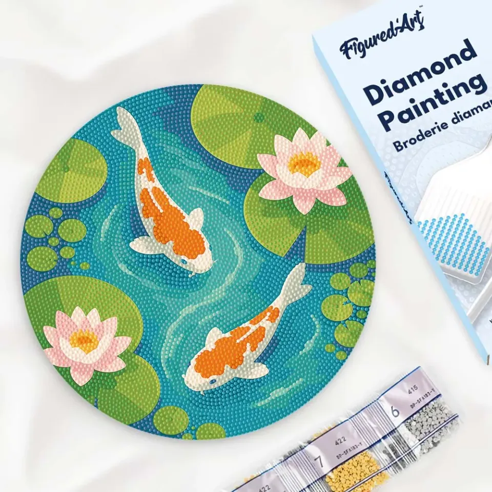 Figured'Art Koivijver diamond painting hout 30 cm ronde steentjes