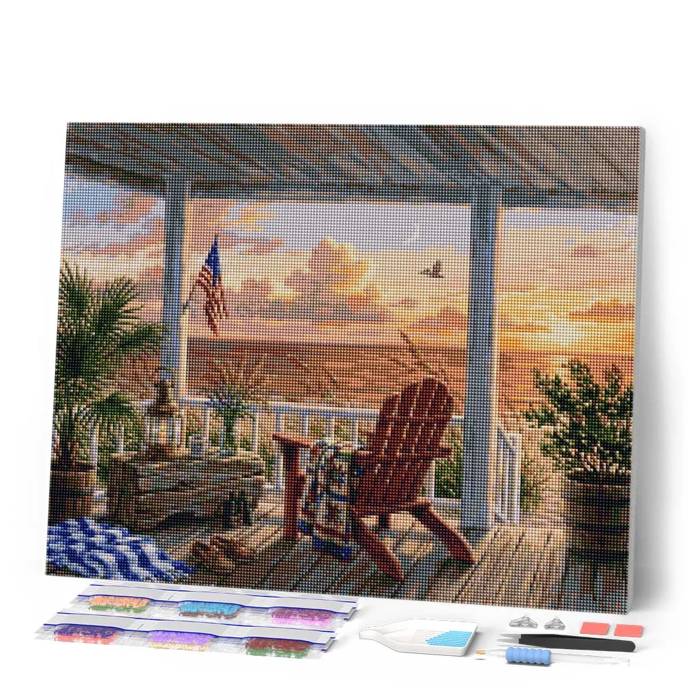 Figured'Art Avondgloed aan zee diamond painting 40x50 cm