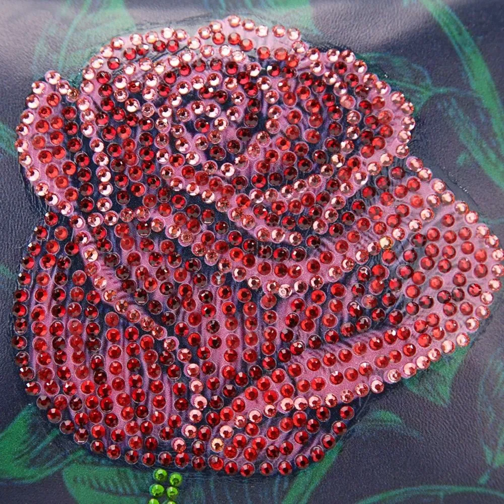 Figured'Art Middernacht Roos diamond painting handtas 18x15cm strass