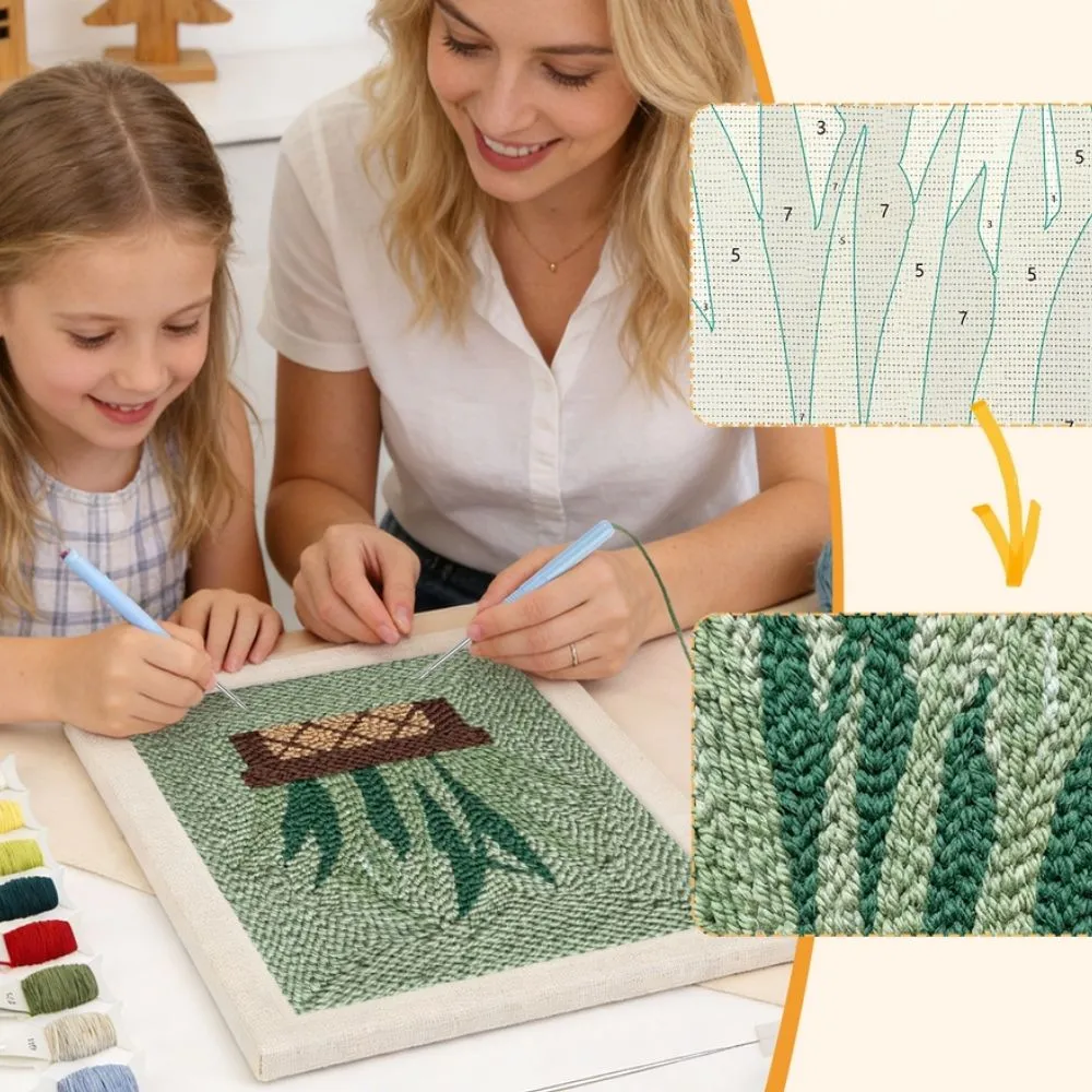 Figured'Art Sansevieria punch needle pakket 20x30 cm met frame