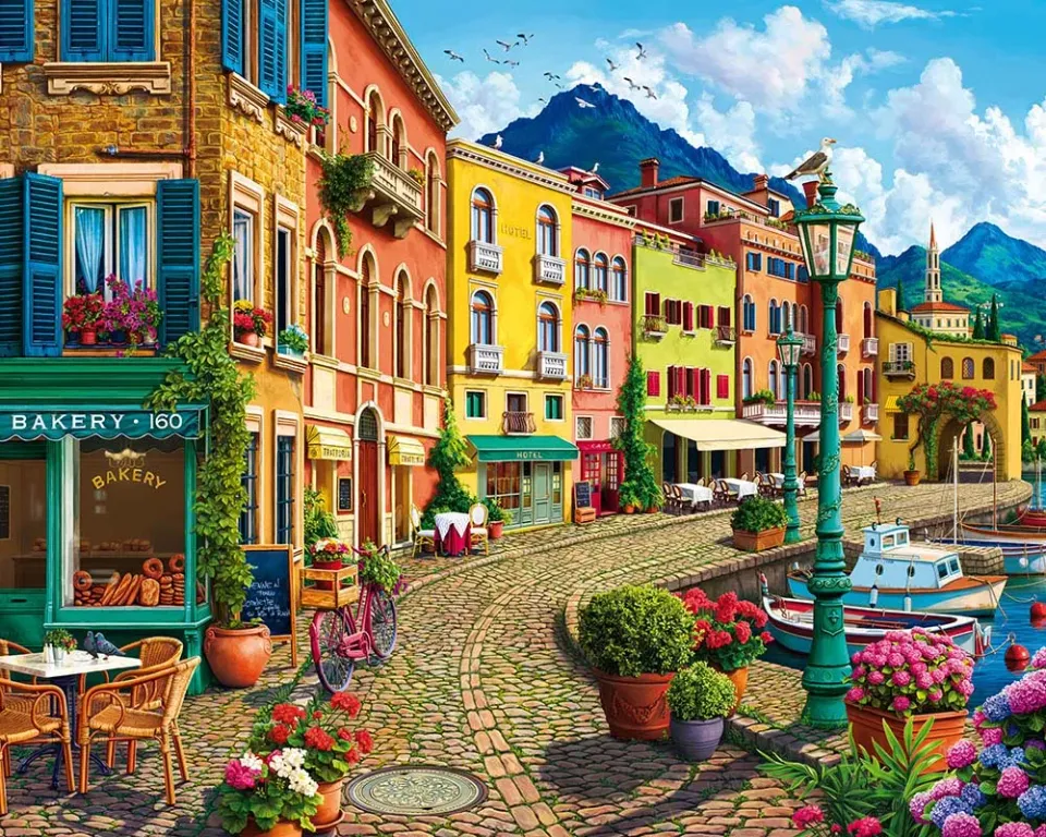 Figured'Art Zonnige dag bij de haven schilderen op nummer 40x50 cm