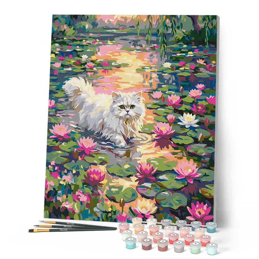 Figured'Art Lotuskat schilderen op nummer 40x50 cm kat