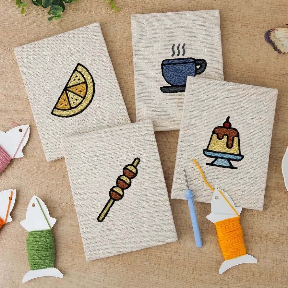 Figured'Art Dessert Lekkernijen punch needle set 15x20cm 4 stuks