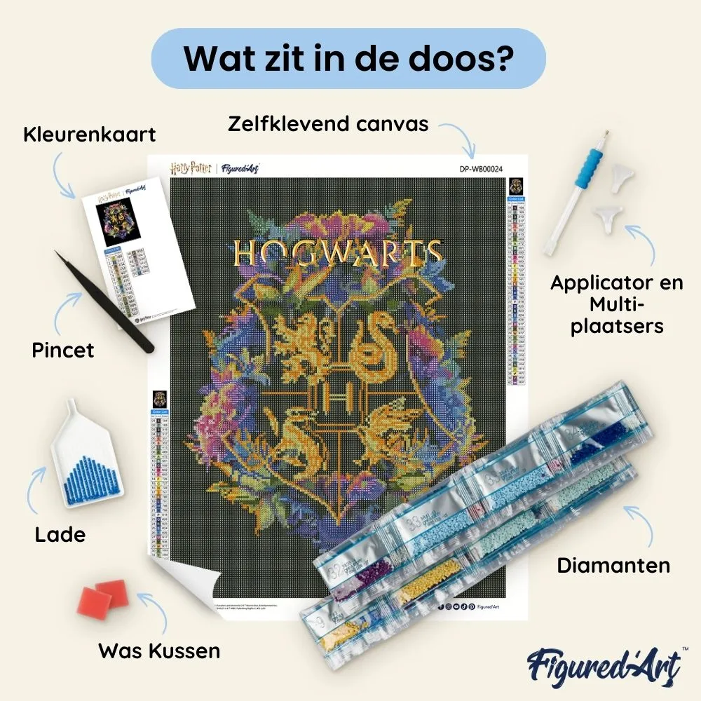 Figured'Art Harry Potter Bloemenwapen van Hogwarts diamond painting 40x50cm