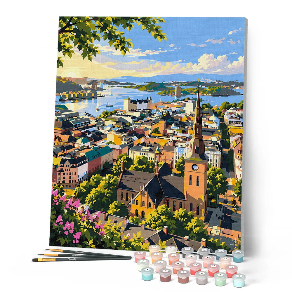 Figured'Art Kathedraal van Oslo schilderen op nummer 40x50cm