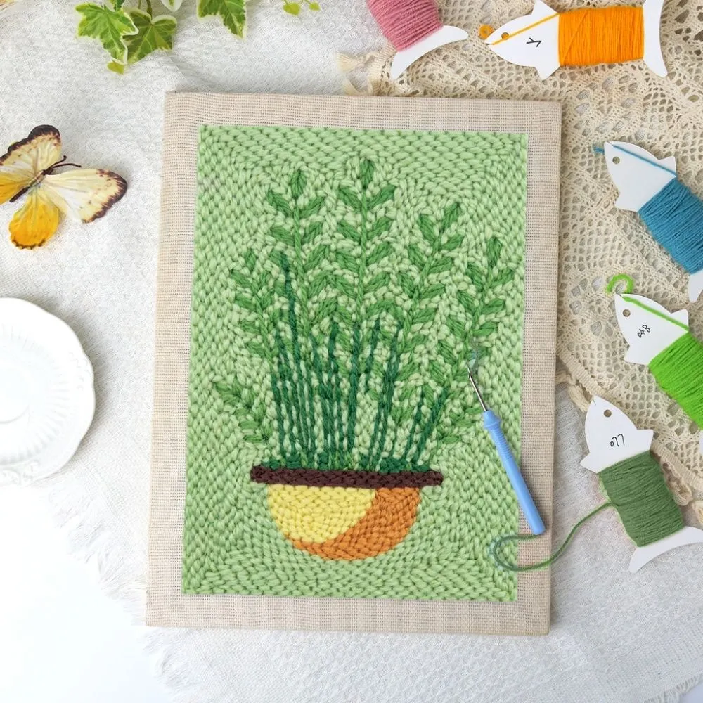 Figured'Art Varens in Pot punch needle pakket 20x30cm met frame
