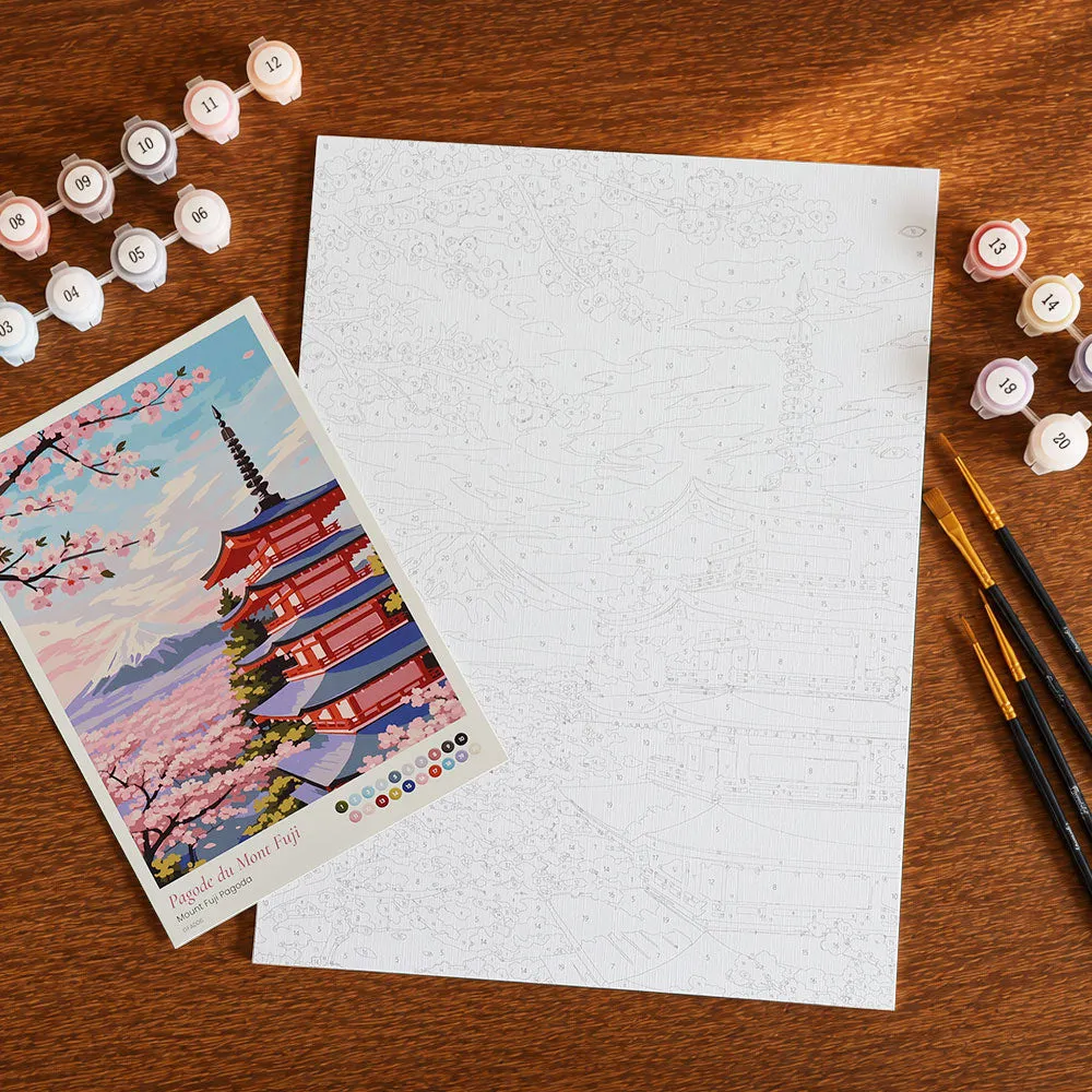Figured'Art Fuji-pagode schilderen op nummer cadeauset 24,5x32,5 cm