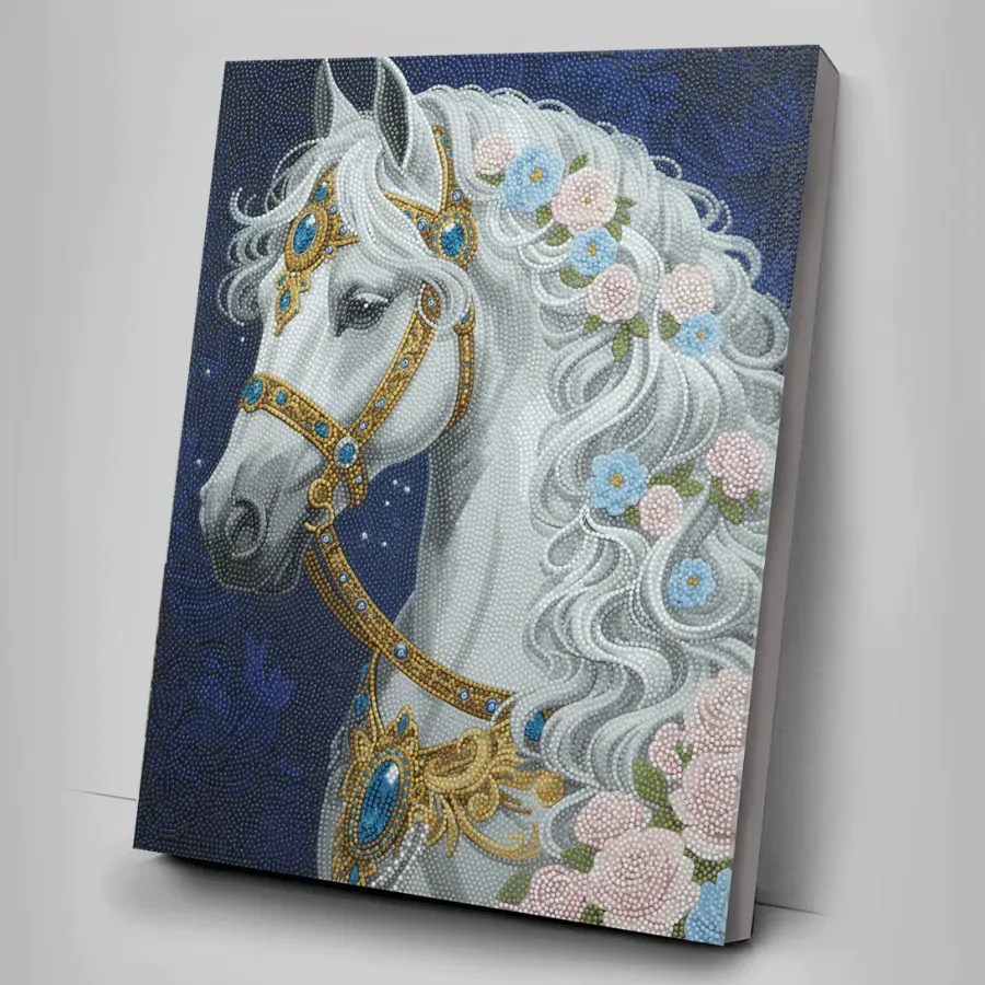 Craft Buddy Crystal Art White Horse diamond painting 40x50cm volledig