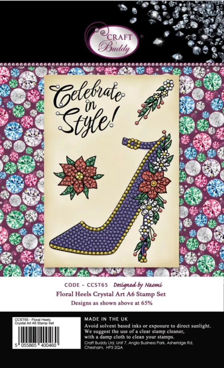 Craft Buddy Crystal Art Floral Heels stempelset A6 4-delig