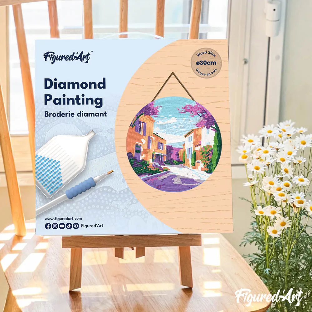Figured'Art Provence Lente diamond painting houten schijf 30cm rond