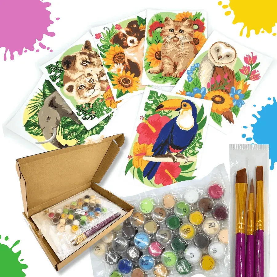 Craft Buddy Paint by Numb3rs wenskaarten schilderen dieren 6 stuks