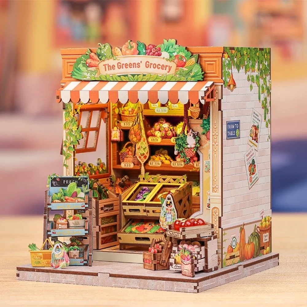 Figured'Art Klein Fruitwinkeltje miniatuurhuisje met led 19,7 cm