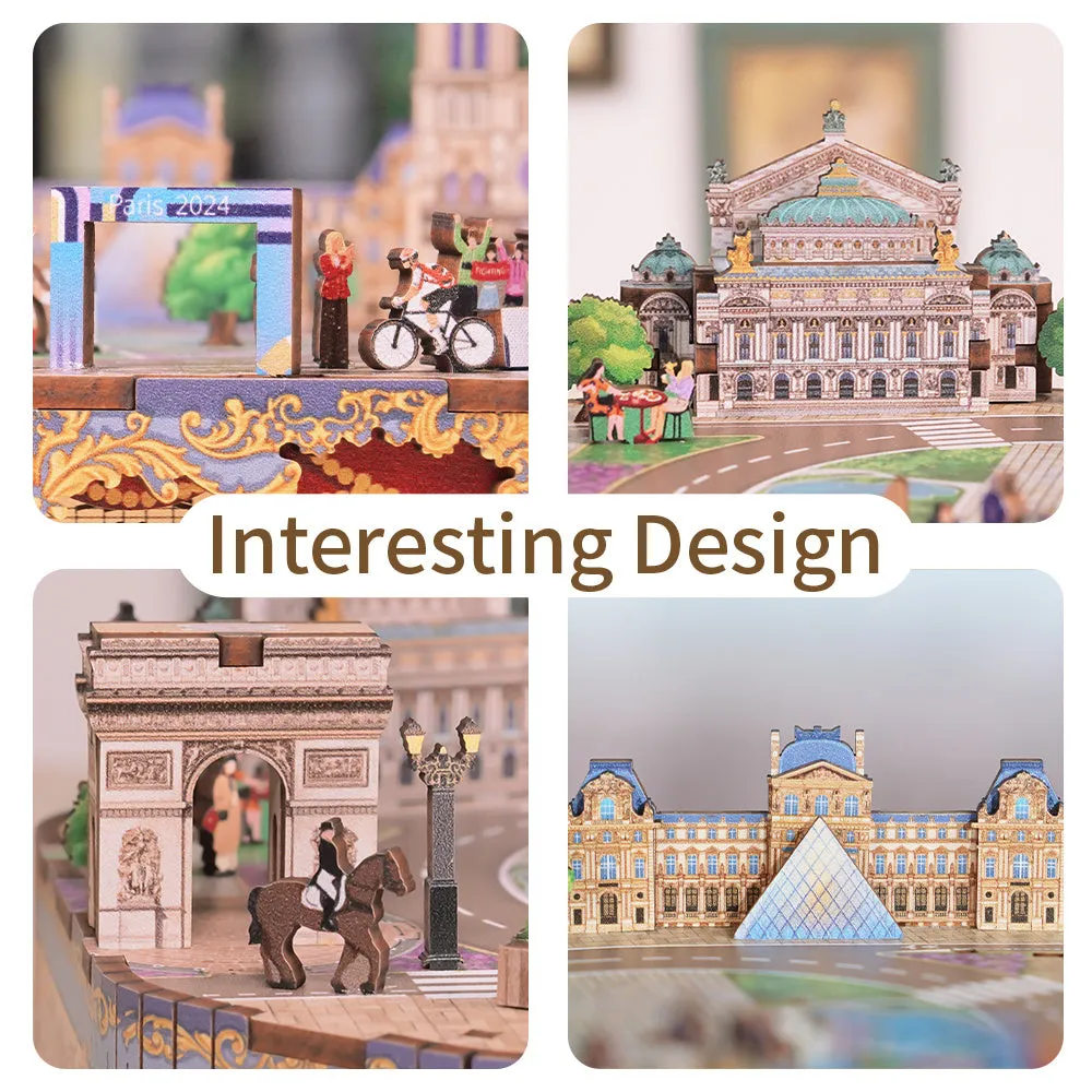 Figured'Art Romantisch Parijs 3D puzzel muziekdoos met LED