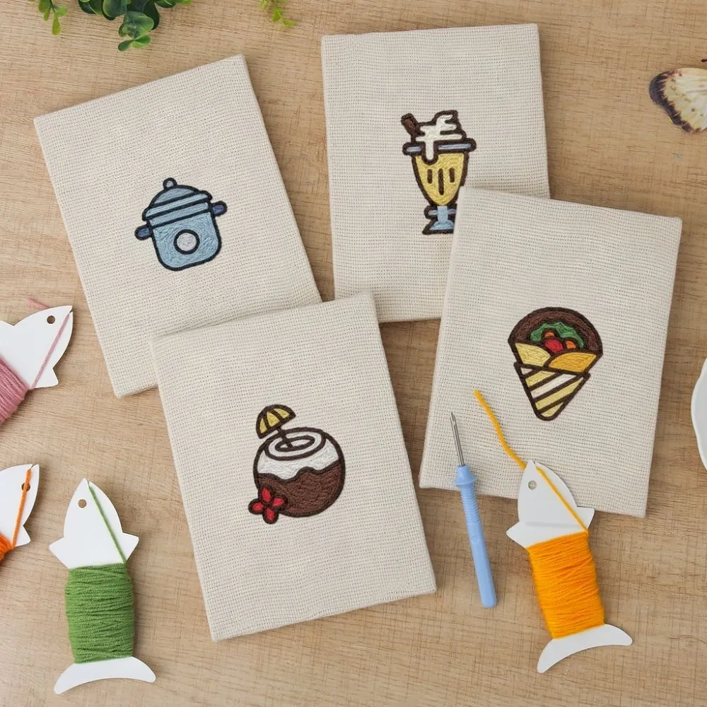 Figured'Art Zoete Drankjes punch needle set 4 stuks 15x20cm