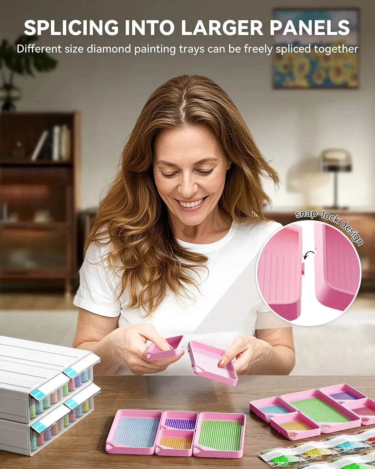 ARTDOT Diamond Painting schudbakjes set 10 stuks roze koppelbaar