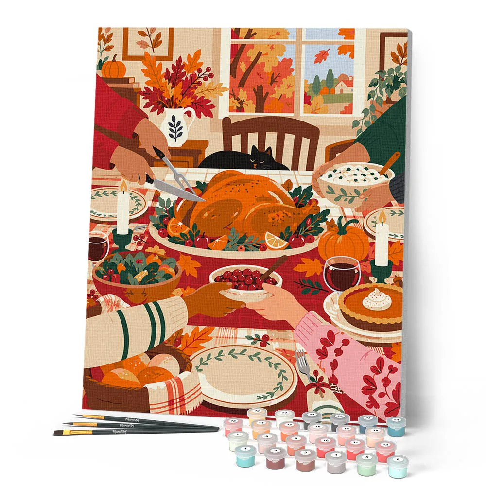 Figured'Art Thanksgiving-Diner schilderen op nummer 40x50cm