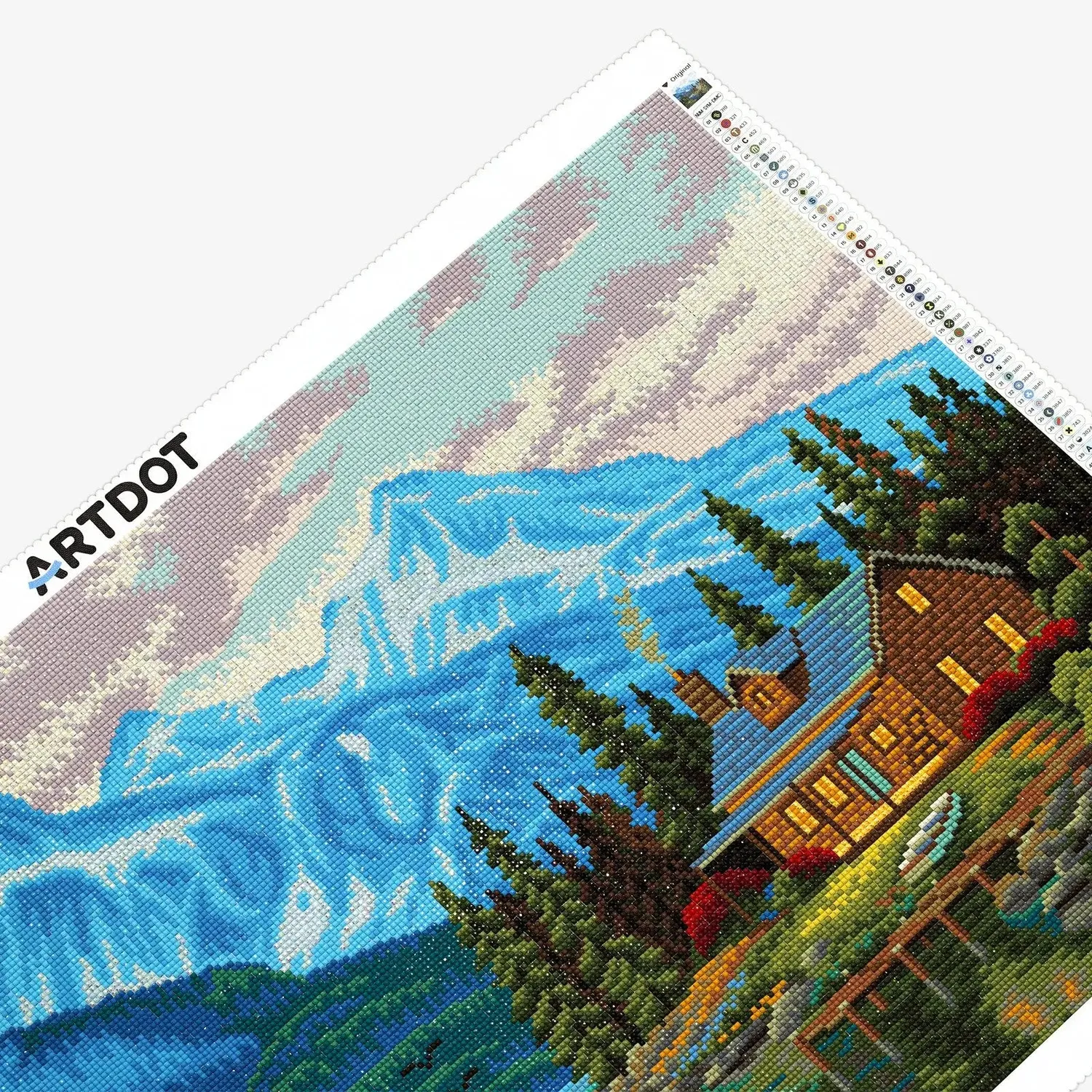 ARTDOT Rocky Cabin View diamond painting huisje 67,3x45,7cm