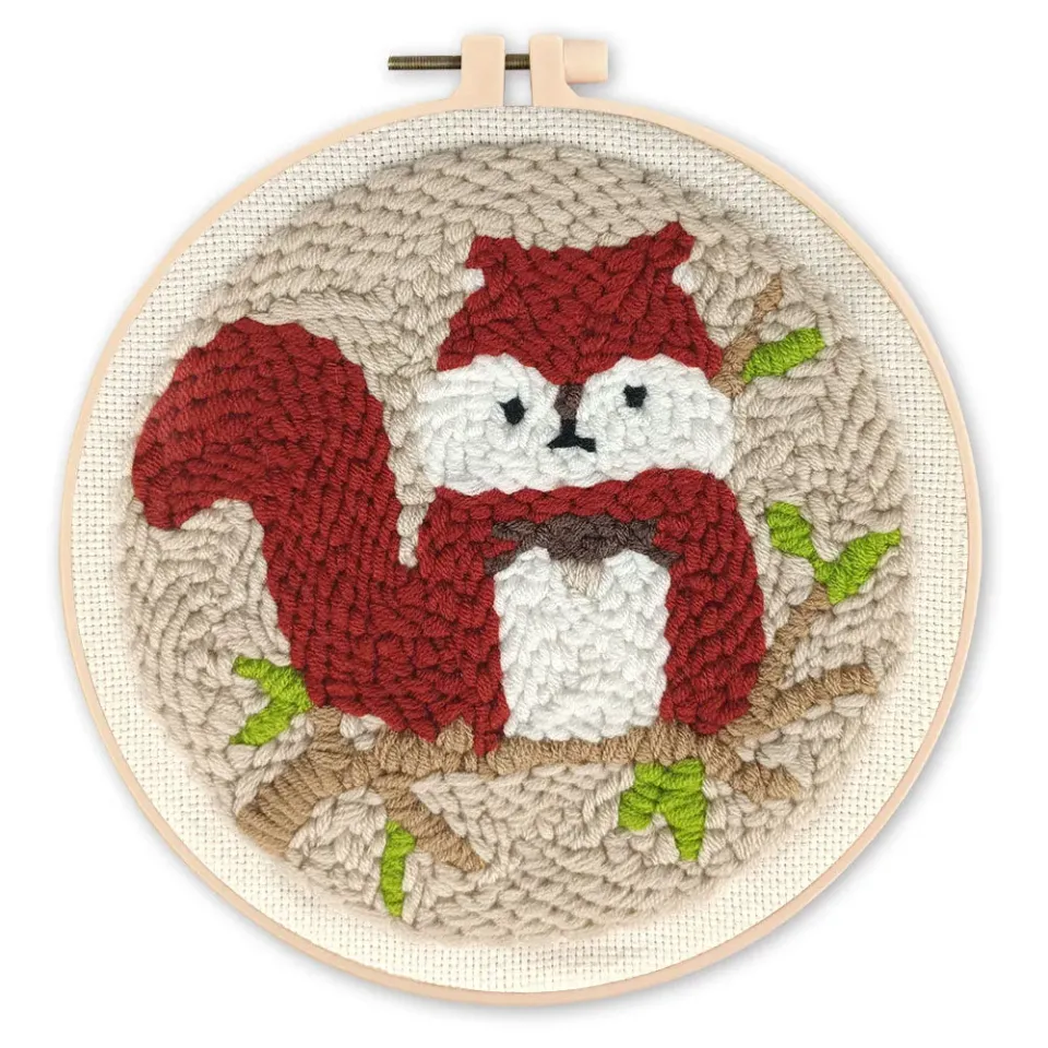 Figured'Art Schattige Eekhoorn punch needle pakket 20cm
