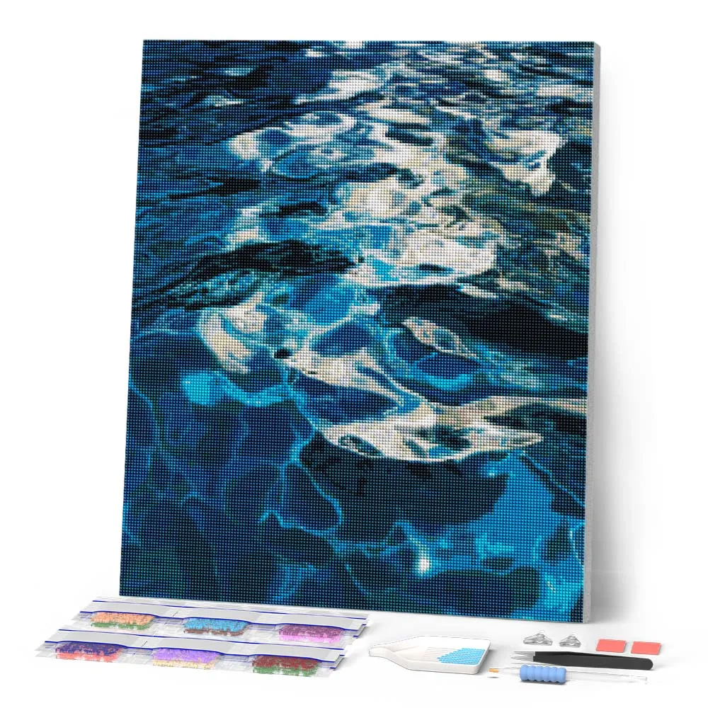 Figured'Art Kristalblauwe zonnegloed diamond painting 40x50 cm
