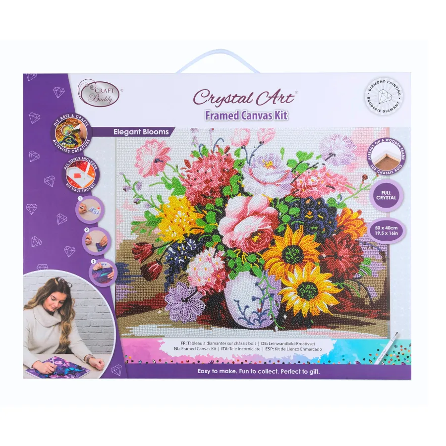 Craft Buddy Crystal Art Elegant Blooms canvas 50x40 cm lijst