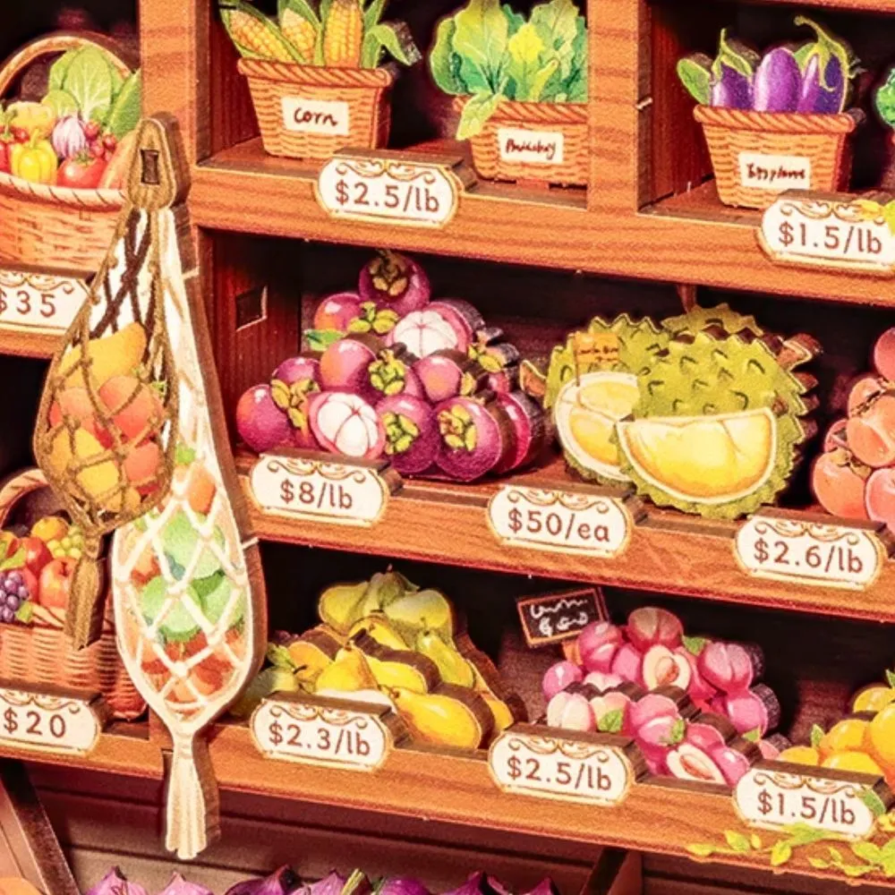 Figured'Art Klein Fruitwinkeltje miniatuurhuisje met led 19,7 cm