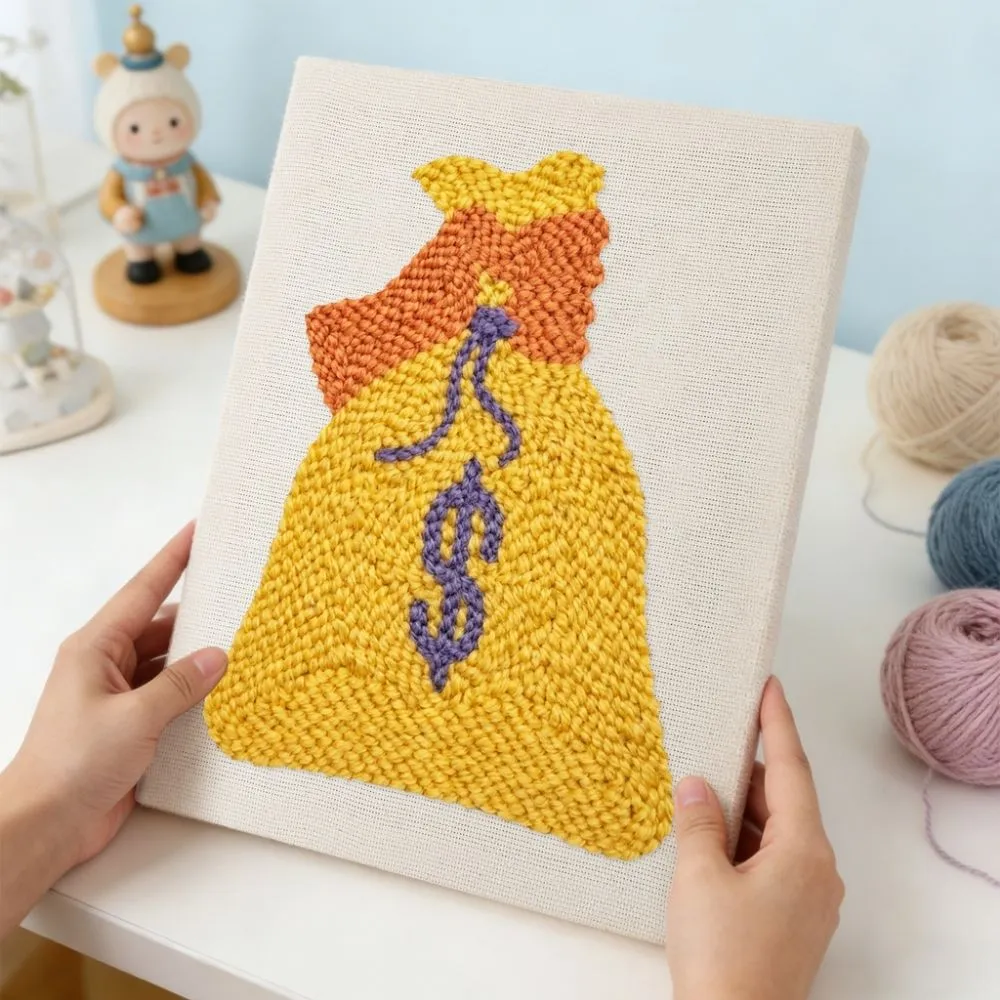Figured'Art Gouden Geluk punch needle pakket 20x30cm frame