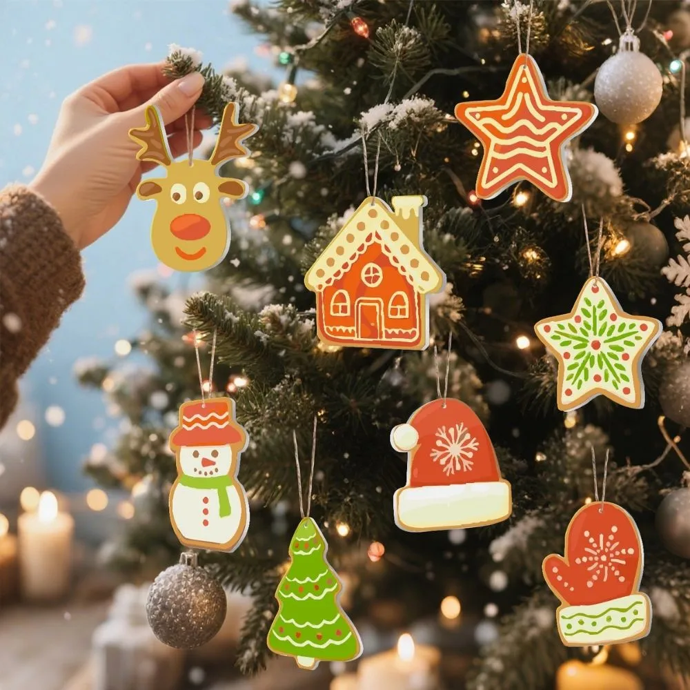 Figured'Art Kerstdorp kerstornamenten schilderen op nummer 8 stuks