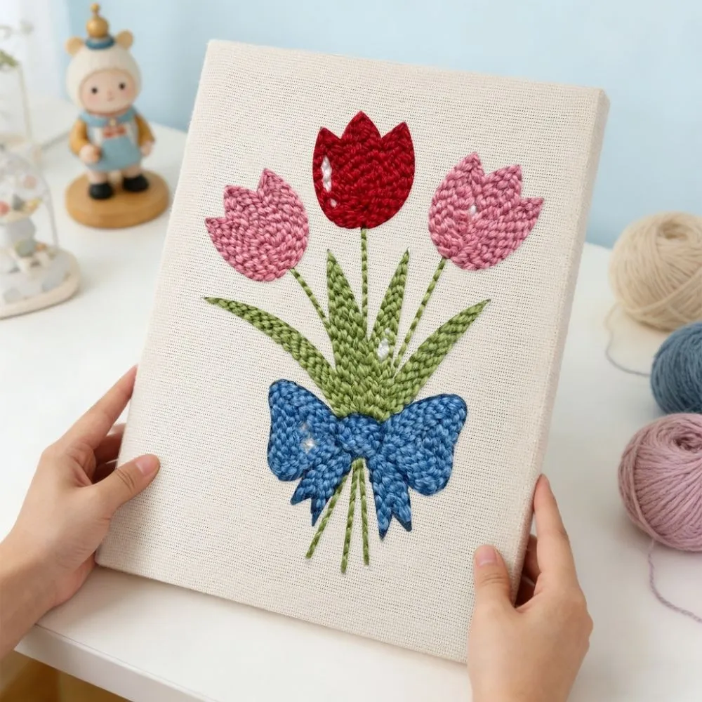 Figured'Art Tulpen Boeket punch needle pakket 20x30cm met frame zacht