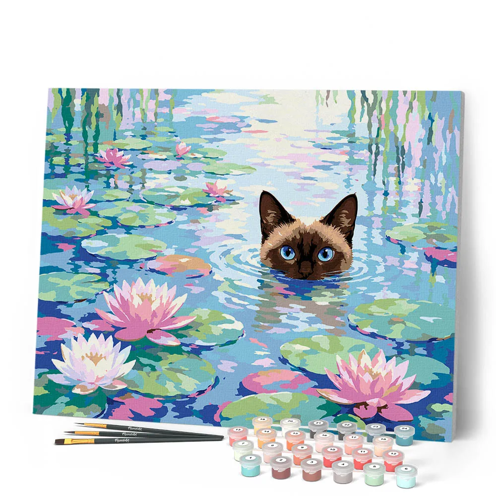 Figured'Art Kat tussen de lelies schilderen op nummer 40x50 cm