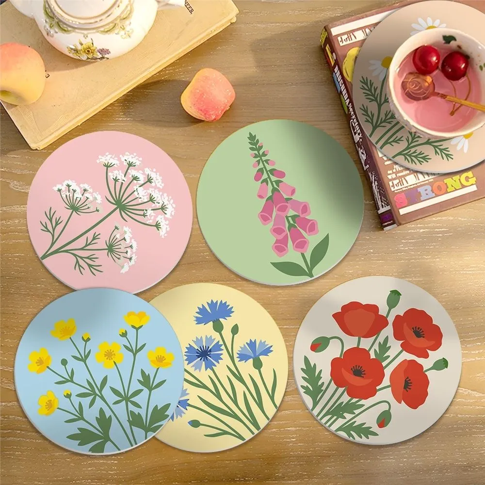 Figured'Art Wilde Bloemen onderzetters schilderen op nummer 6 stuks