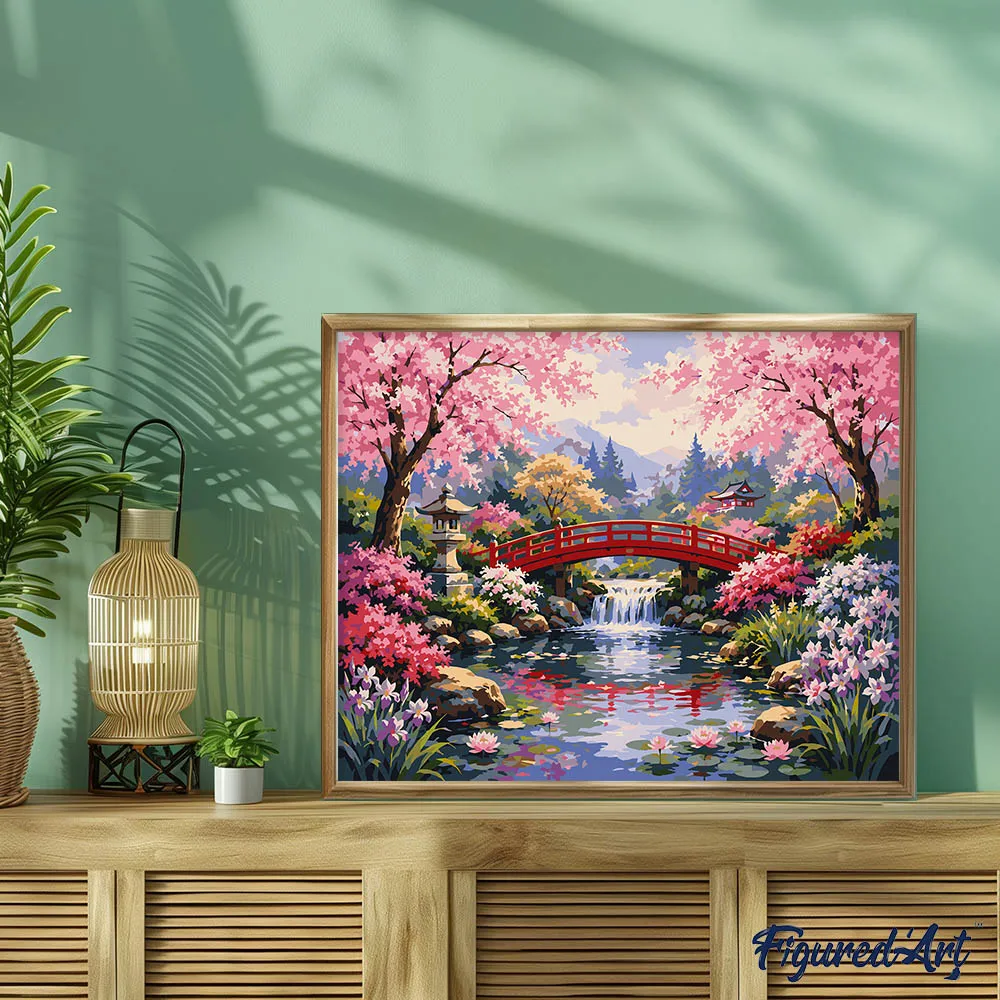 Figured'Art Brug in de Japanse tuin schilderen op nummer 40x50 cm