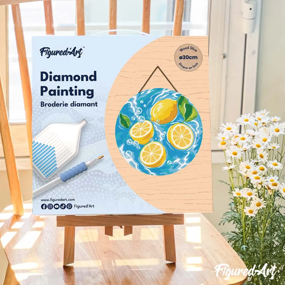 Figured'Art Citrusbries diamond painting houten schijf 30 cm rond