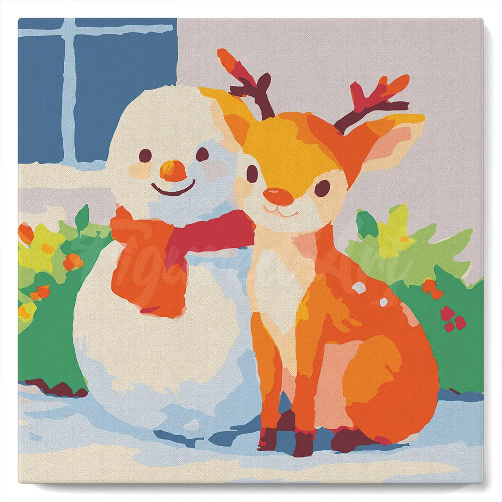 Figured'Art Kerstvrienden schilderen op nummer 20x20 met lijst kerst