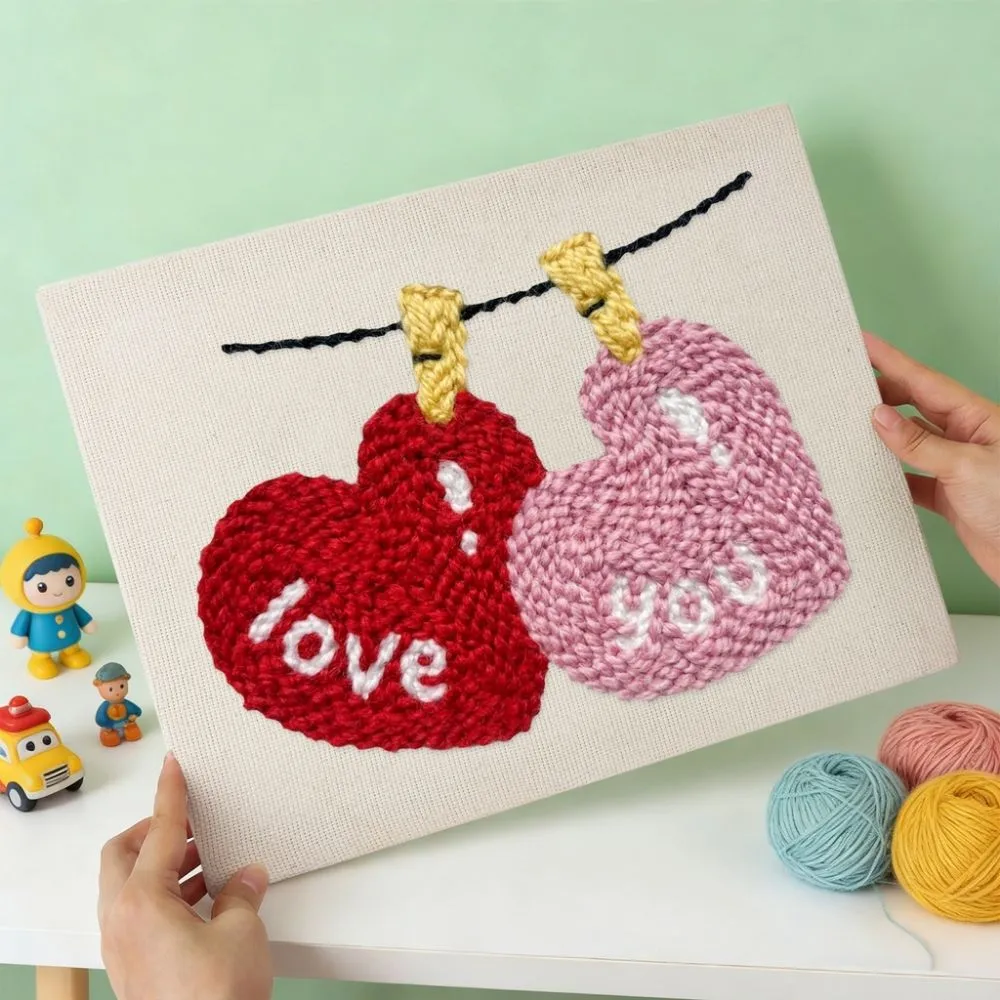 Figured'Art Liefde in de Lucht punch needle 20x30 cm frame