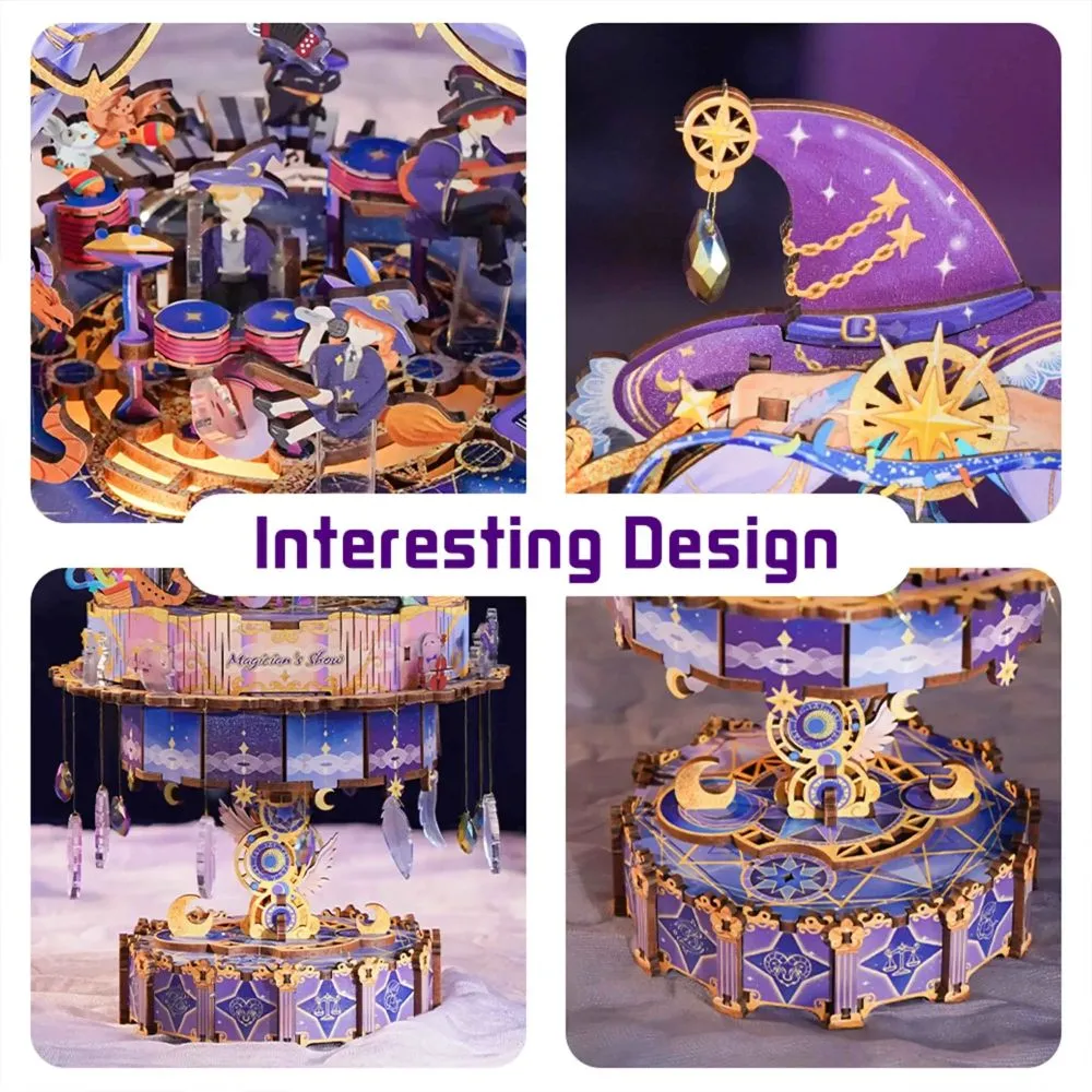 Figured'Art Mago Goochelshow 3D puzzel muziekdoos 202 stuks met led