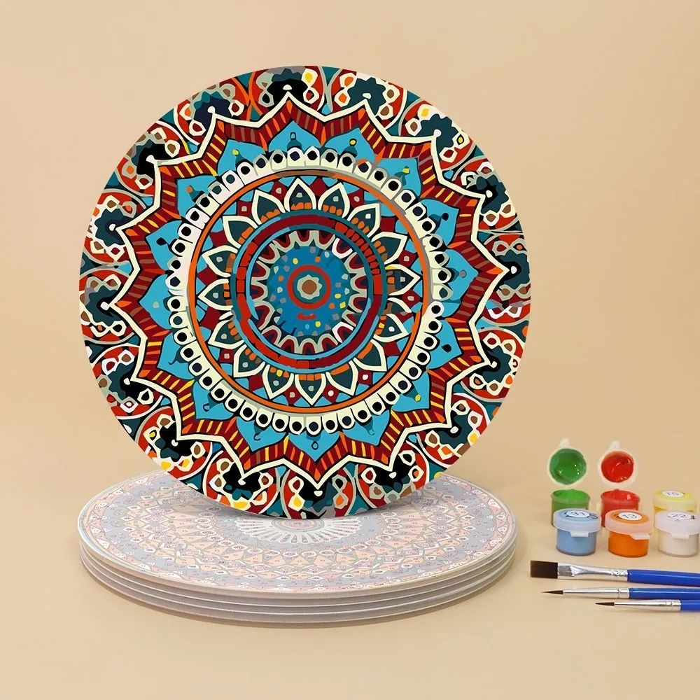 Figured'Art Boheemse Mandala Rond schilderen op nummer 20 cm 6 stuks