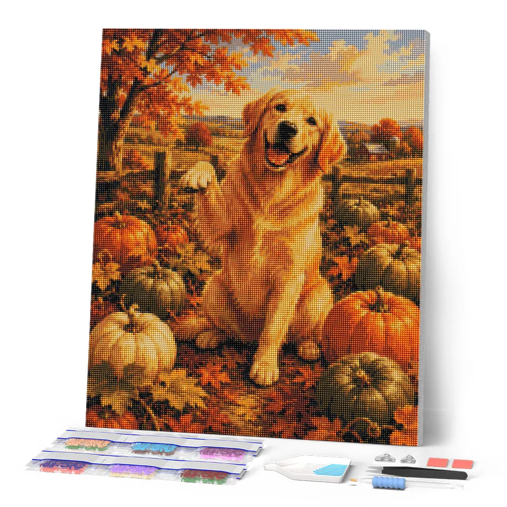 Figured'Art Golden Retriever diamond painting 40x50 cm herfst