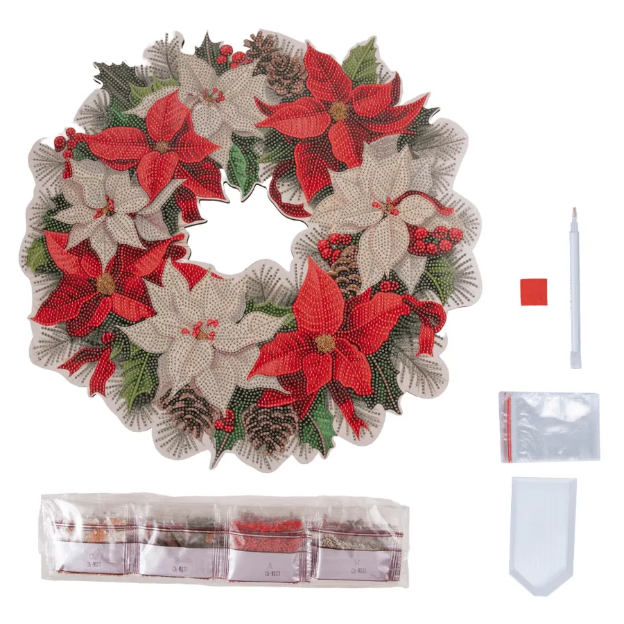 Craft Buddy Crystal Art Poinsettia krans diamond painting 52 cm