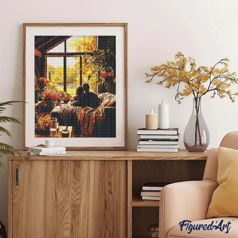Figured'Art Herfstige ochtendknuffel diamond painting 40x50 cm