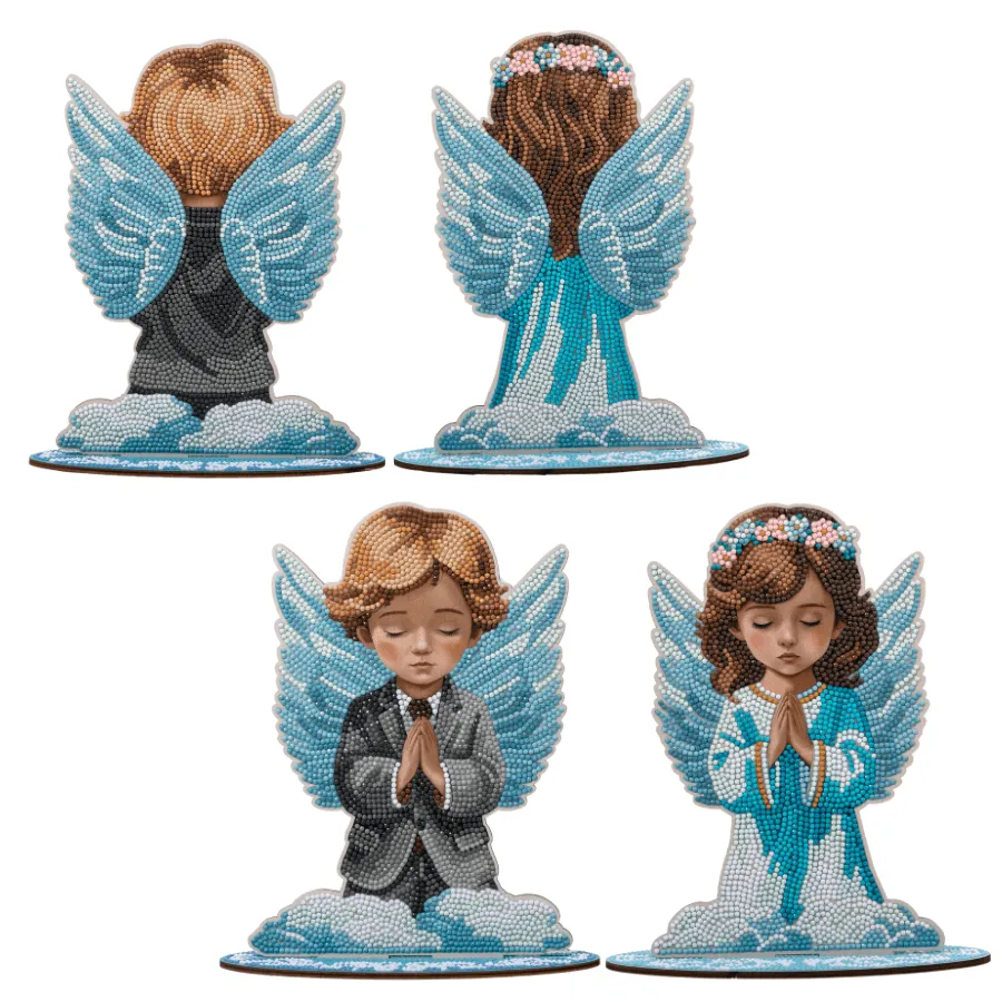 Craft Buddy Crystal Art Angel Boy & Girl houten decoratie 2 stuks