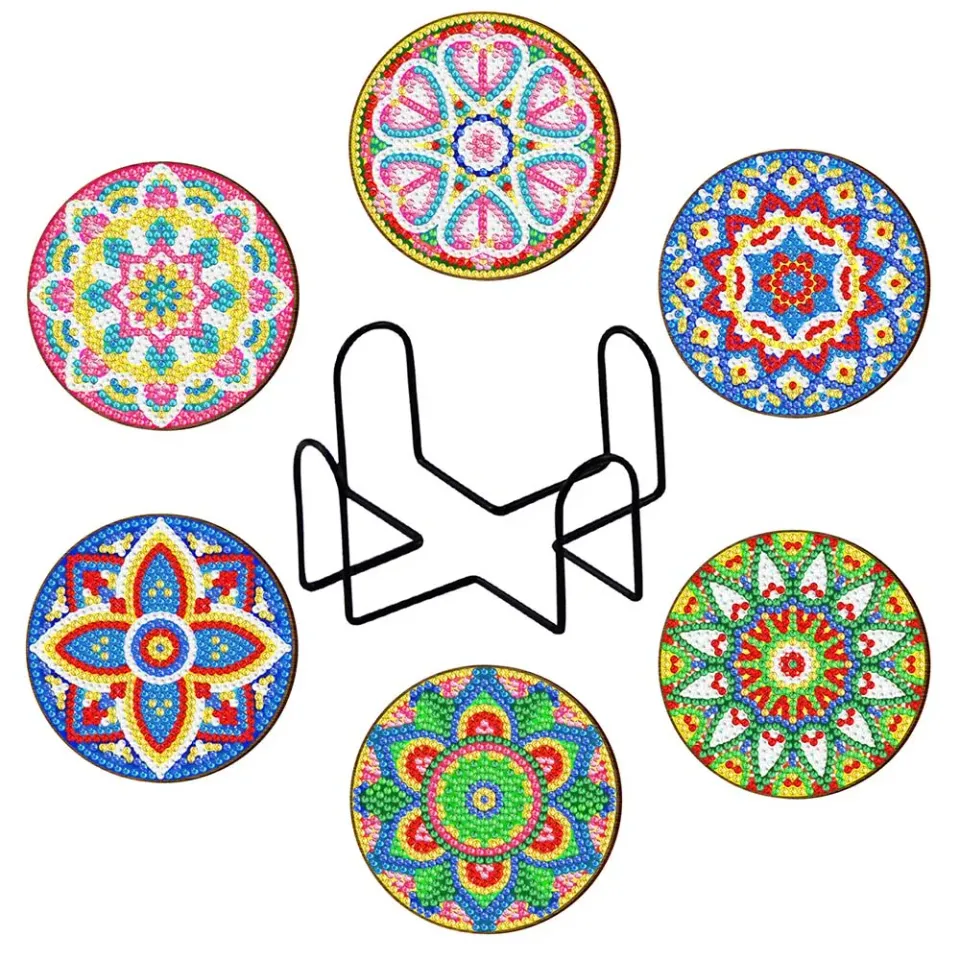 Figured'Art Mandala onderzetters diamond painting 9x9cm