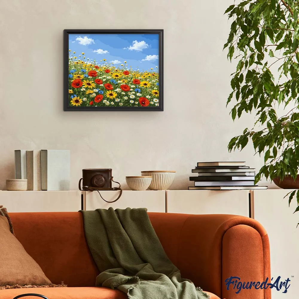 Figured'Art Wilde bloemenweide schilderen op nummer 40x50cm linnen
