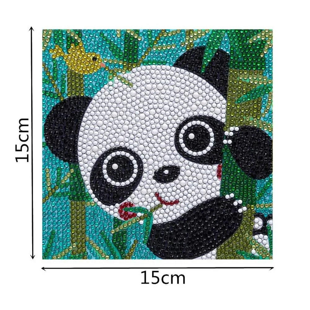 Figured'Art Panda diamond painting kinderen 15x15cm met lijst rond